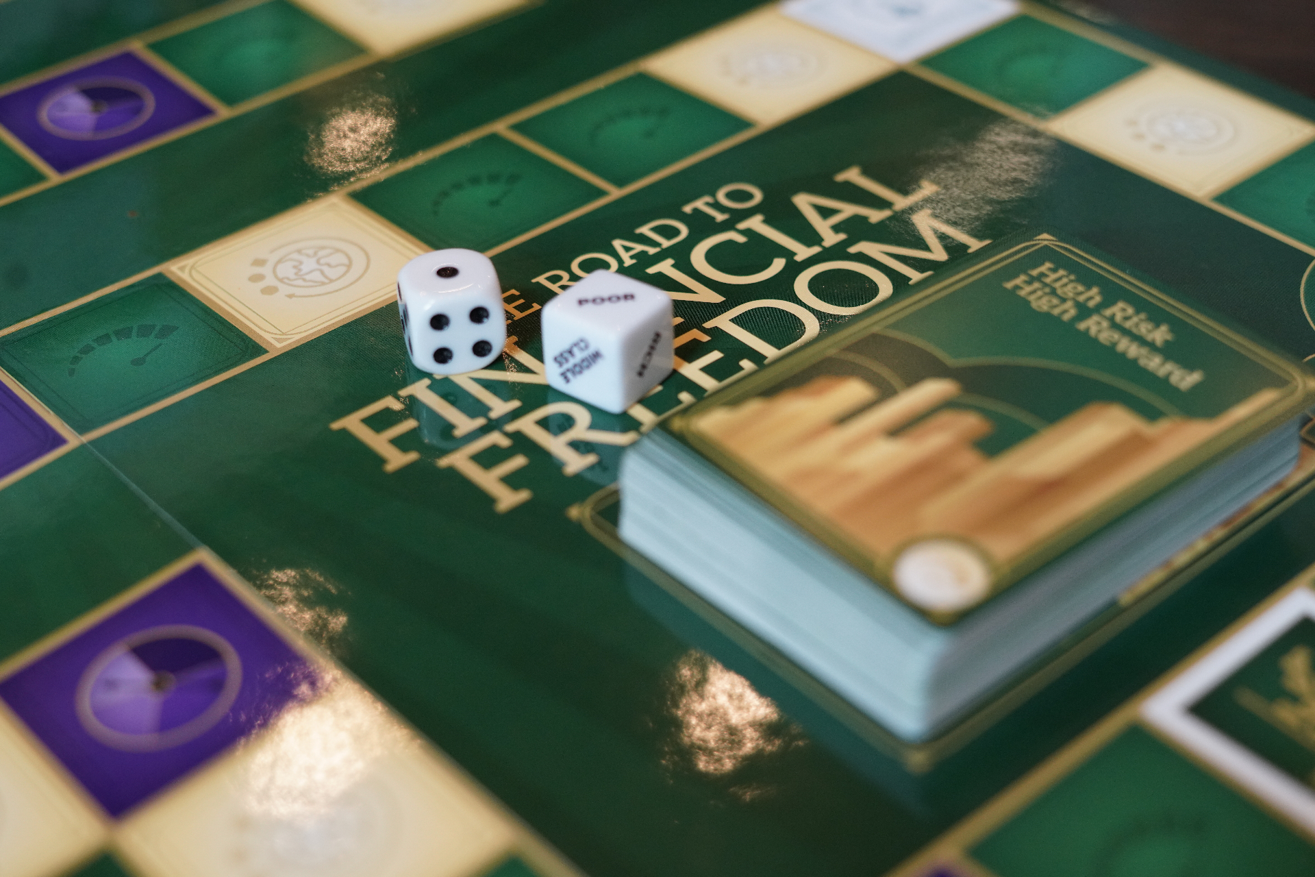 The Road to Financial Freedom board game laid out for play